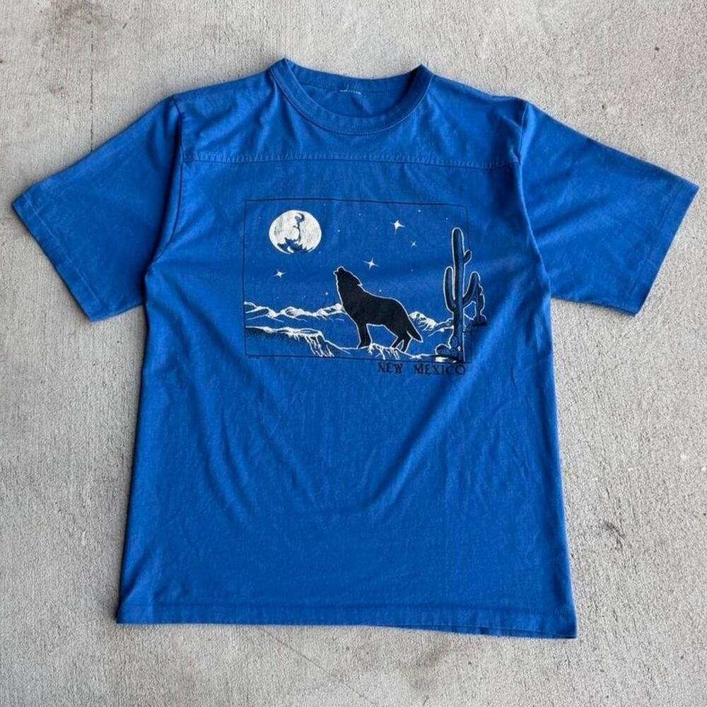 Vintage wolf tee blue 1980s large